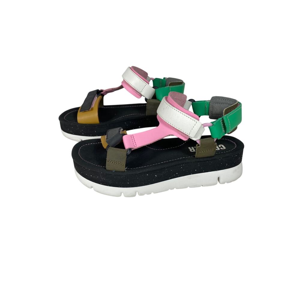 Camper Oruga Up Flatform Platform Sandals Strappy Colorful Black Pink Green 36